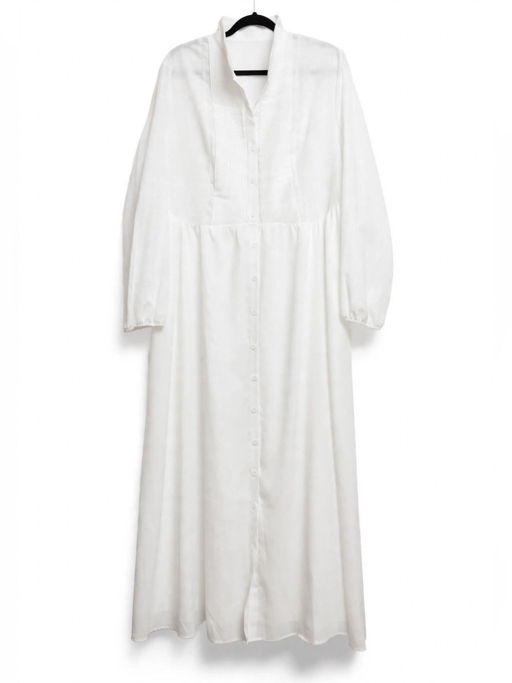White Button Front Maxi Shirt Dress Pockets Tag L Fits XL PTP 22" Boutique NEW - Picture 6 of 7